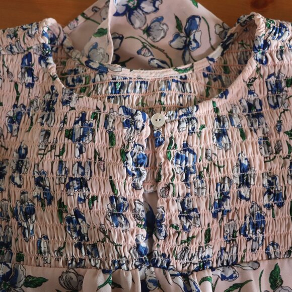 DR2 Pink and Blue Floral Ruched Stretchy Summer Top Size Large - Picture 11 of 11